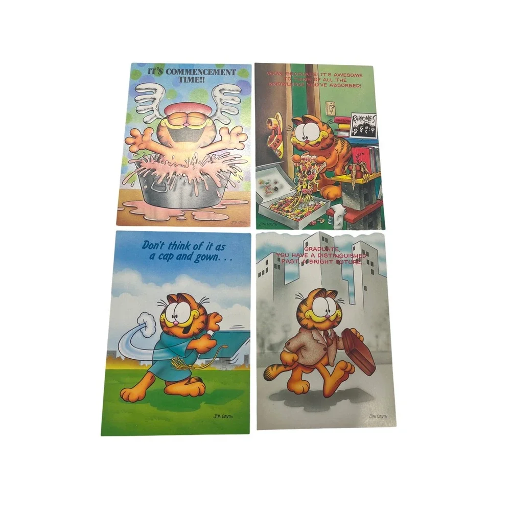 Vintage oversized Garfield Graduation Cards Set of 4 Jim Davis 14x10